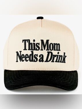 CC Boutique Beige and Black 'This Mom Needs a Drink' Trucker Hat
